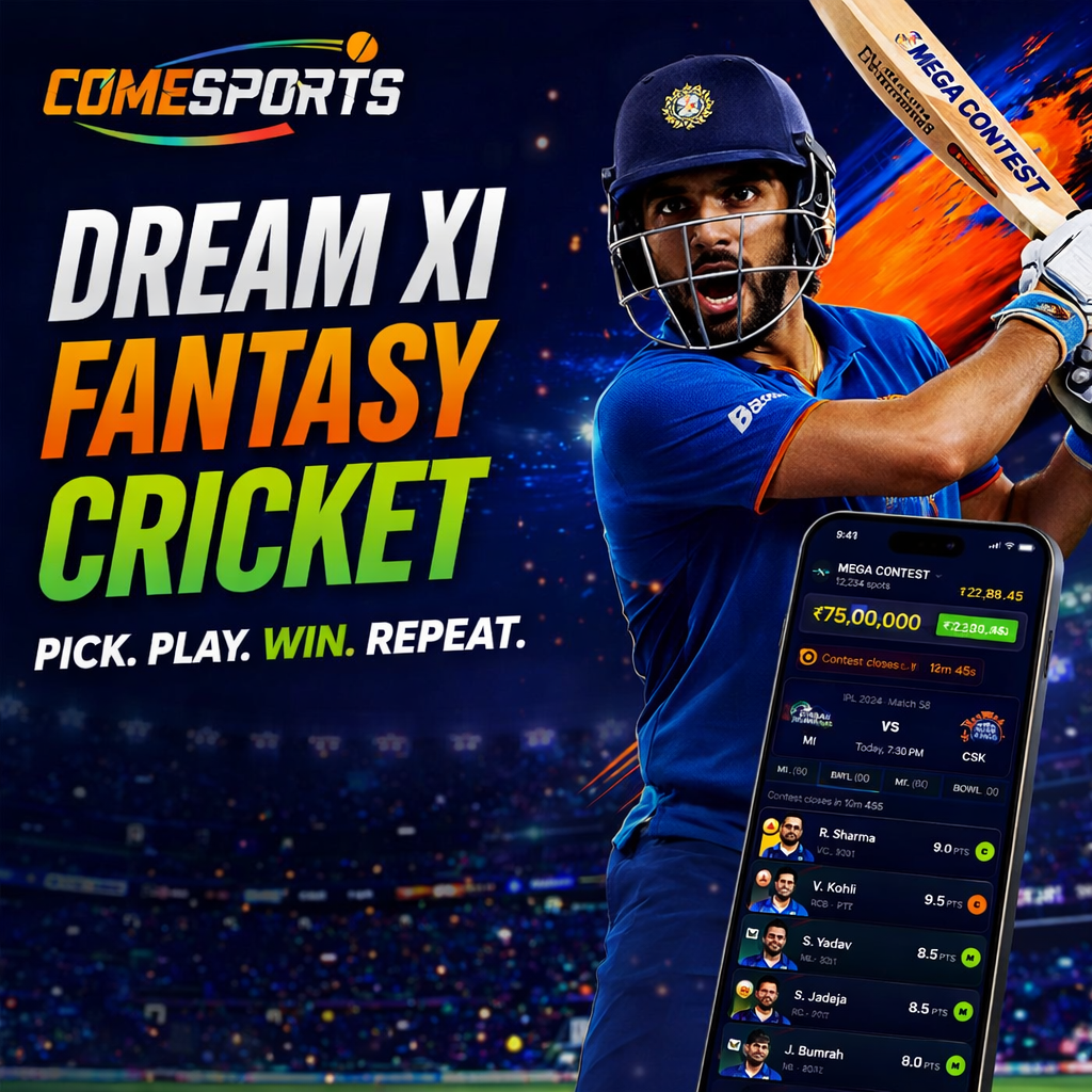 Cricket App Hub Dream XI fantasy cricket ad visual